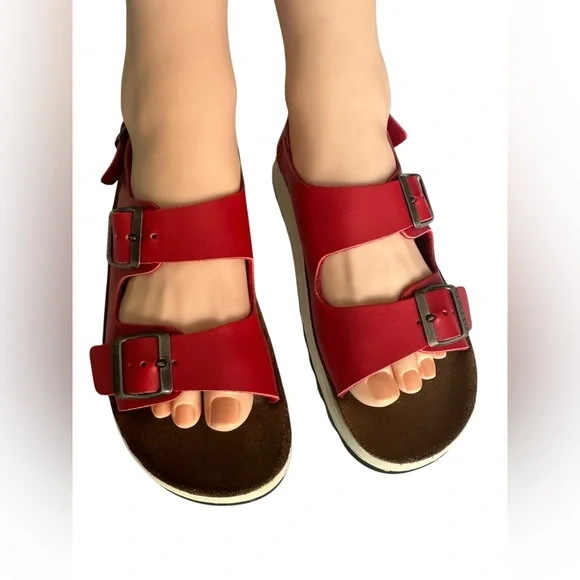 Fly Flot Woman’s Vibrant Red Sandals/Slippers  Made in Italy US 7 - Picture 3 of 10